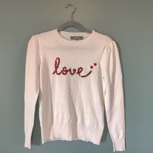 Marled White Sweater With Love Valentine's Day